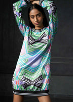 Wabi Sabi in Lilac Full Sleeves Printed Bomber Dress
