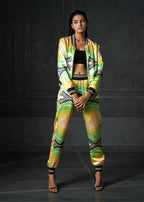 Wabi Sabi in Green Full Sleeves Reversible Bomber Jacket