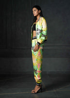 Wabi Sabi in Green Full Sleeves Reversible Bomber Jacket