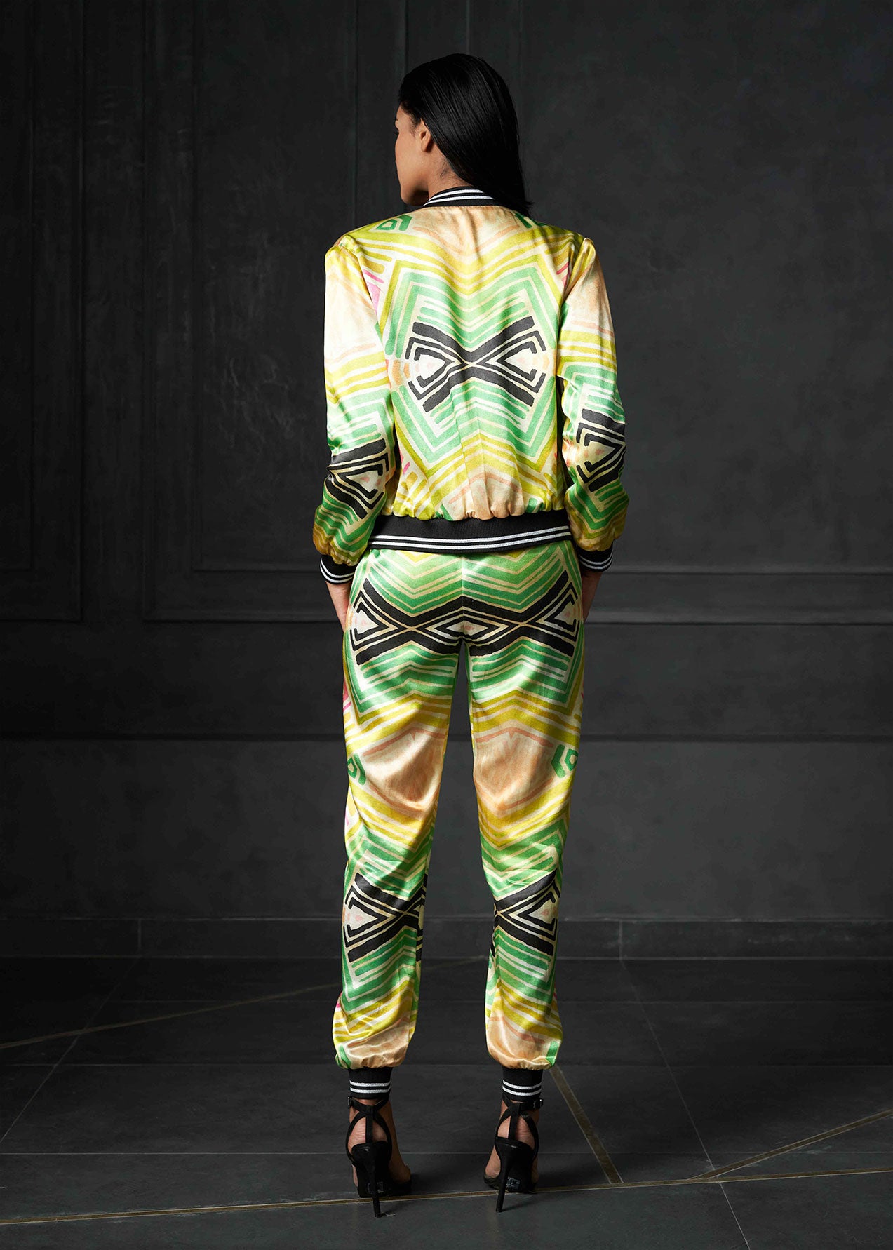 Wabi Sabi in Green Full Sleeves Reversible Bomber Jacket