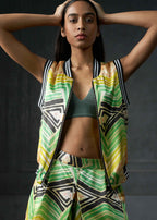 Wabi Sabi in Yellow Sleeveless Reversible Bomber Jacket