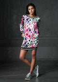 Olio in Pink Full Sleeves Printed Bomber Dress
