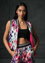 Olio in Pink Sleeveless Reversible Bomber Jacket