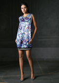 Rush in Blue Sleeveless Printed Bomber Dress