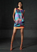 Ripple Sleeveless Printed Bomber Dress
