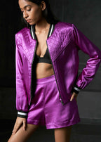 Roseatte Quilted Full Sleeves Reversible Bomber Jacket