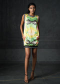 Wabi Sabi in Green Printed Sleeveless Bomber Dress