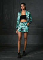 Rush In Green Full Sleeves Reversible Bomber Jacket