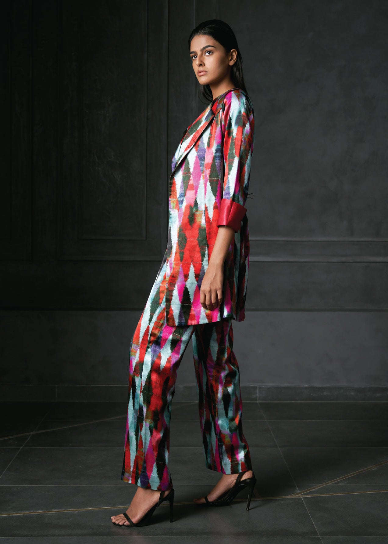 Kefi in Pink Printed Long Jacket