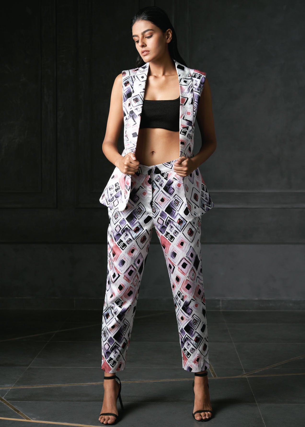 Olio in Blush Pink Printed Fitted Jacket
