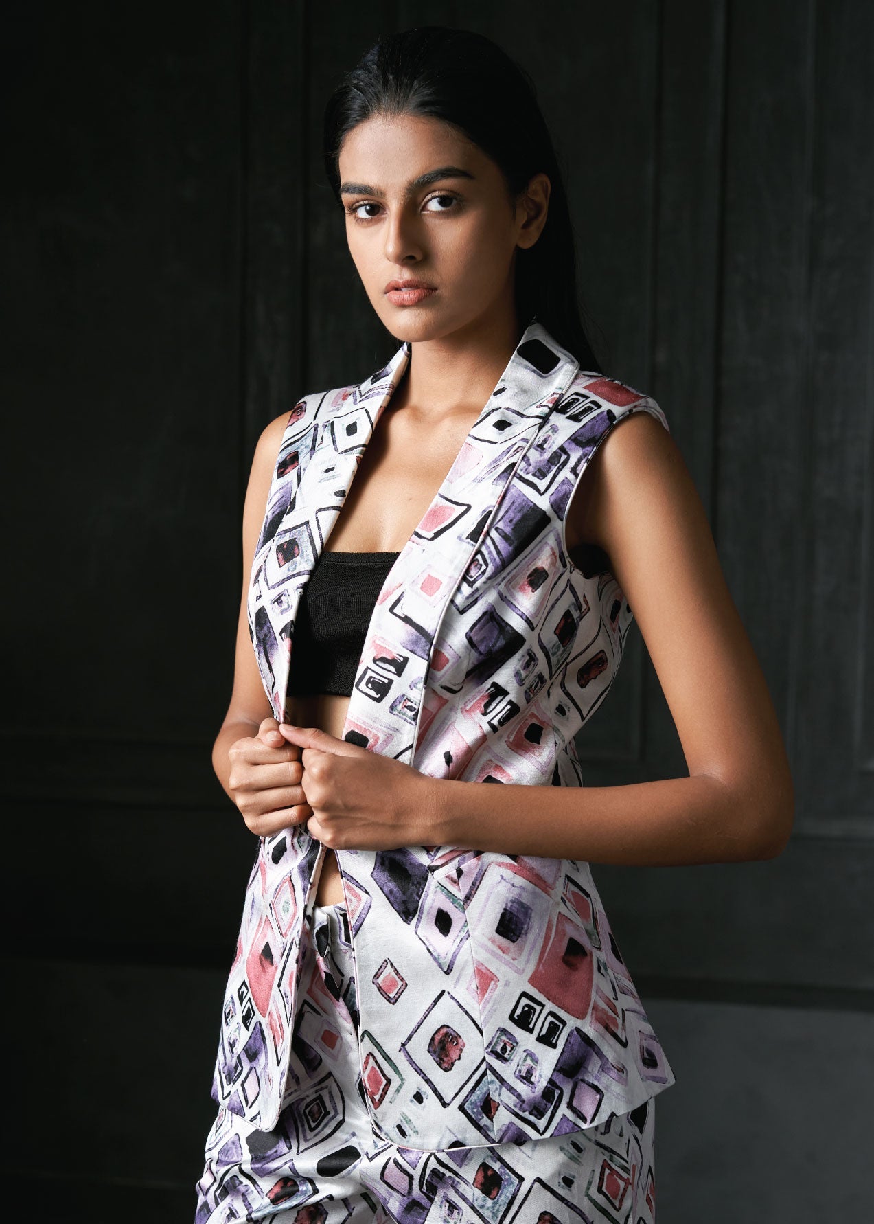 Olio in Blush Pink Printed Fitted Jacket